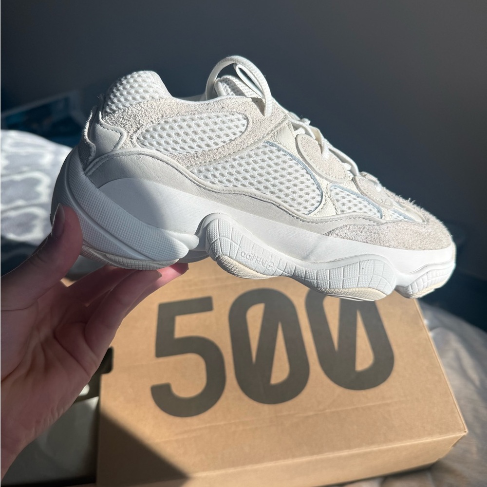 White Adidas Yeezy 500s